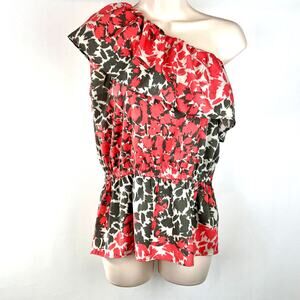 Banana Republic Womens Med Top Orange Brown One Shoulder